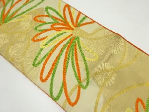 アンティーク　組紐に桐・花模様織出し袋帯（材料）